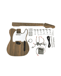 Haze E500TLDIY ZebraWood Body Neck, No-Soldering Electric Guitar DIY