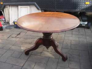 LARGE OLD WOODEN CIRCULAR DINING TABLE