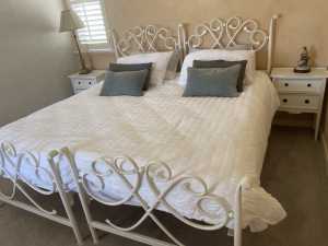Single Beds Twin White Wrought Iron Look ($350pair)