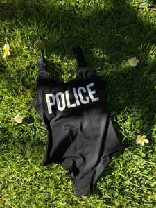 One Piece Black Swimsuit Sport Police Size S-M
