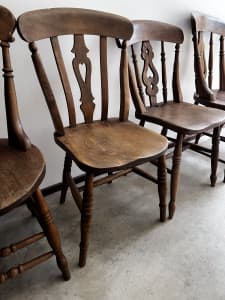 5 x Antique Victorian Yew & Elm Wood Bodgers Chairs.