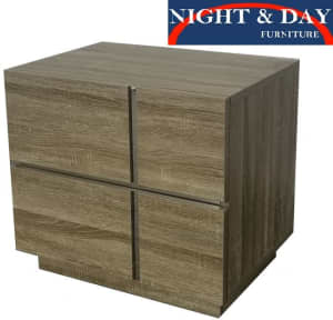 Fully constructed Mogo 2 Drawer Bedside chest Table Mocha oak