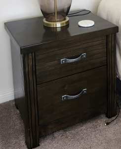 Bedside tables x 2, 2 drawer, solid wood