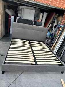 Nice fabric king size bed frame with brand mattress