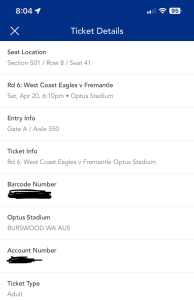 West coast vs Freo AFL 2 tickets