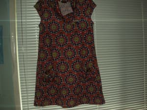 Size 10 Cotton/Polyester/Elastene Dress With 2 Pockets-Very Good Cond