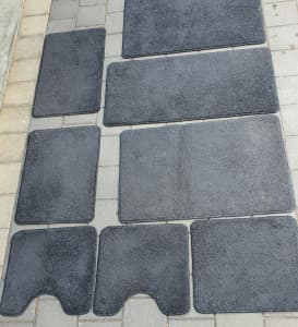 GOOD CONDITION CUSTOM MADE PLUSH CHARCOAL GREY MATS ASSORTED SIZES
