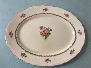 Vintage / Antique large English Royal Swan floral platter