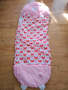 Childs Sleeping Bag Pink Cat New