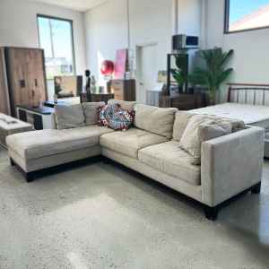 ONLY IN MYAREE! Modern & Comfy Beige FabricL-shaped Sofa