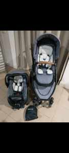 Steelcraft strider delux edition single pram and capsule/car seat