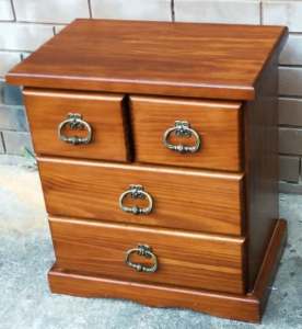 bedside table with 4 drawers, h570mm w515mm d335mm