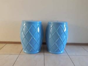 Blue Side Tables Ceramic Stools Temple & Webster As New Pickup Kariong