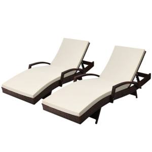 Gardeon 2PC Sun Lounge Wicker Lounger Outdoor Furniture Beach Chair P