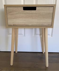 Timber Look Bedside Table One Only - 40W x 30D x 59H