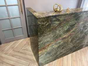 Reception desk - forest green marble
