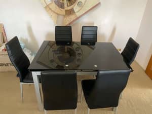 As new luxury dining table with chairs from Harvey Norman - ASAP