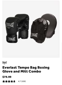 Everlast Tempo Bag Boxing Glove and Mitt Combo