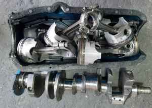SBC Chev 350 parts, crank, X rods, sump, rockers etc