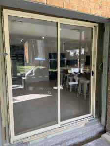 Double sliding door and windows with security mesh screen