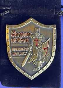 Knights Templar Armor of God Shield alloy medallion. Free postage