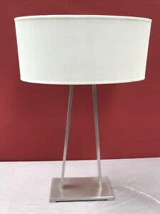STAINLESS STEEL LAMP BASE WITH OFF WHITE SHADE