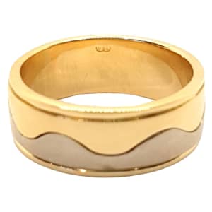 Men's 18ct Yellow & White Gold Wave Ring - Size U 1/2  *238939