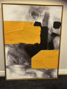 Painting Abstract bright yellow and black