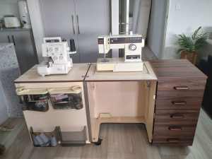 Sewing Machine Overlocker Cabinet and Cottons