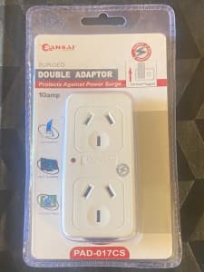 SANSAI Double Power Point Surge Protected Adapter Adaptor 10A Amp 2400