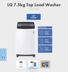 Lg 7.5kg upright washing machine. Brand New in box.