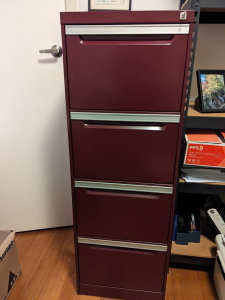 Filing cabinet - 4 drawer Maroon Colour No marks