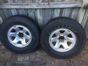 TOYOTA LANDCRUISER 16 INCH STEEL WHEELS AND TYRES 2 ONLY