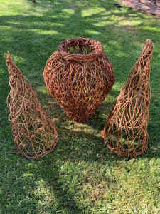 Cane Wicker basket and Decorative Cane Cones