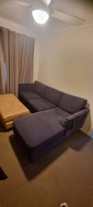Modular 2 seater sofa with chaise, arm chair, ottoman and cushions 