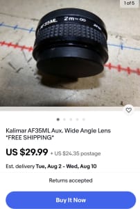 Kalimar AUX wide angle lens AF35ML
