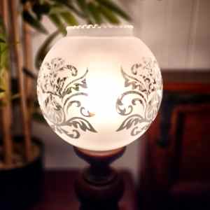 Etched Frosted Glass/Timber Contessa Lamp $98