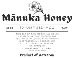 NZ Mānuka Honey 10 Raw Medicinal 