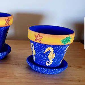 3 x Handpainted pots 