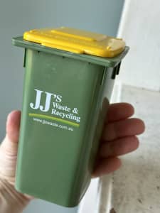 .Mini (13cm H) WHEELIE BIN* ‘JJ’s Waste & Recycling’