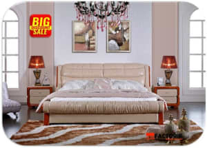 Brand ARCHER Modern Genuine Leather Bed Frame in Queen and King