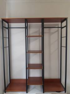 Black metal and wood veneer Wardrobe/shelf
