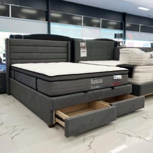 Alexa Delux Charcoal Fabric Gas Lift Bed Frame with Drawer Q$790 K$890