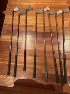 Set of Golf Clubs. Ping Eye 2 Iron set. Driver, 5 Wood and 2 Putters.