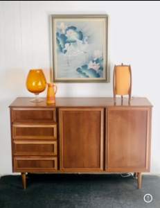 Mid Century Sideboard Buffet Record Cabinet (Pickup Only Mitchelton)