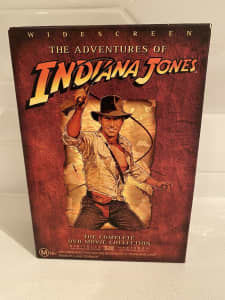 Indiana Jones DVD box set containing 3 movies and bonus DVD