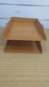 Vintage Wooden 2 tier file trays