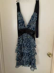 Blue Leopard-print Party Dress Size 10