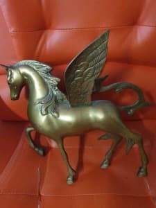 Vintage Large solid brass Magical Mystical Pegasus / 1960s