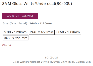 ACP panel 3MM Gloss (White/Undercoat) *****1220